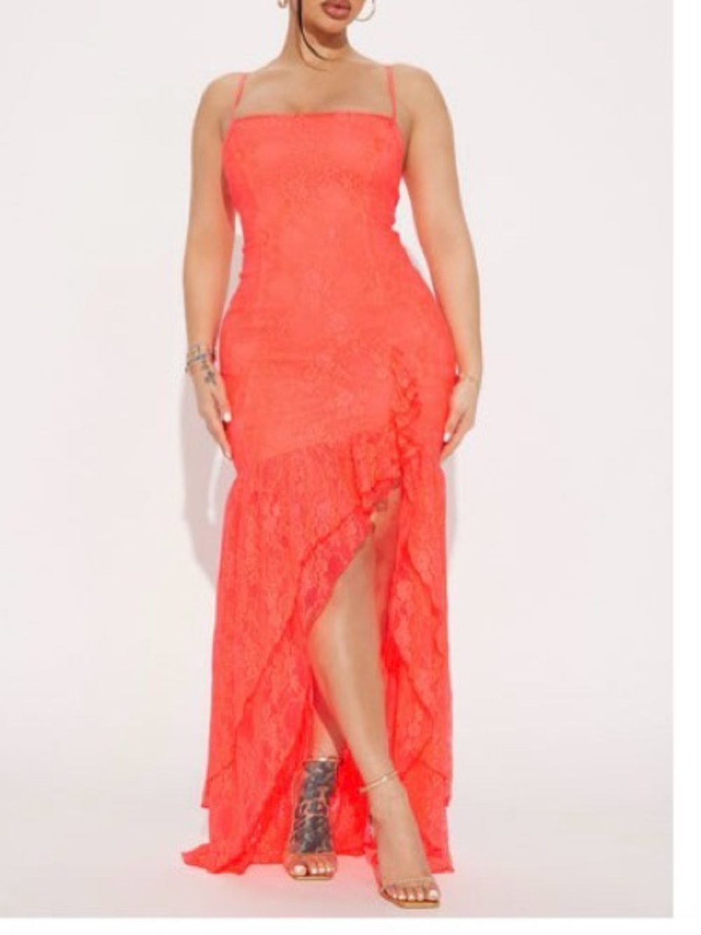Liliana Lace Maxi Dress - Coral